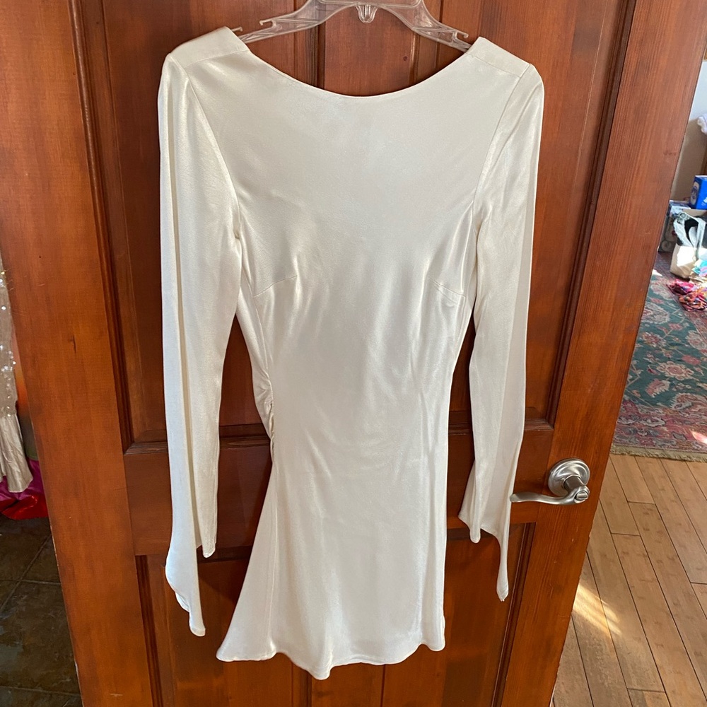 White satin backless dress